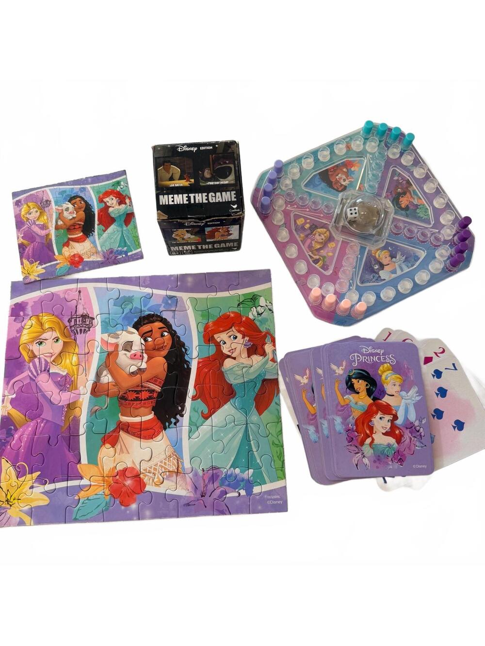 Disney Princess Board Game Set with Puzzle, Boggle, Meme Game, & Playing Cards